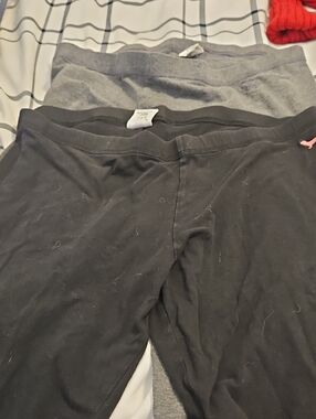 PINK Victoria's Secret Black and Gray Womens Cotton Blend Leggings Duo